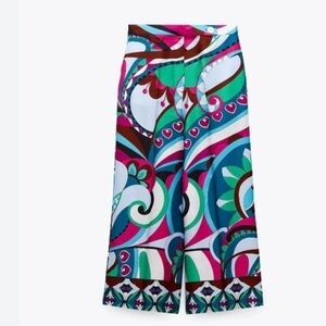 zara silky wide leg pant xs